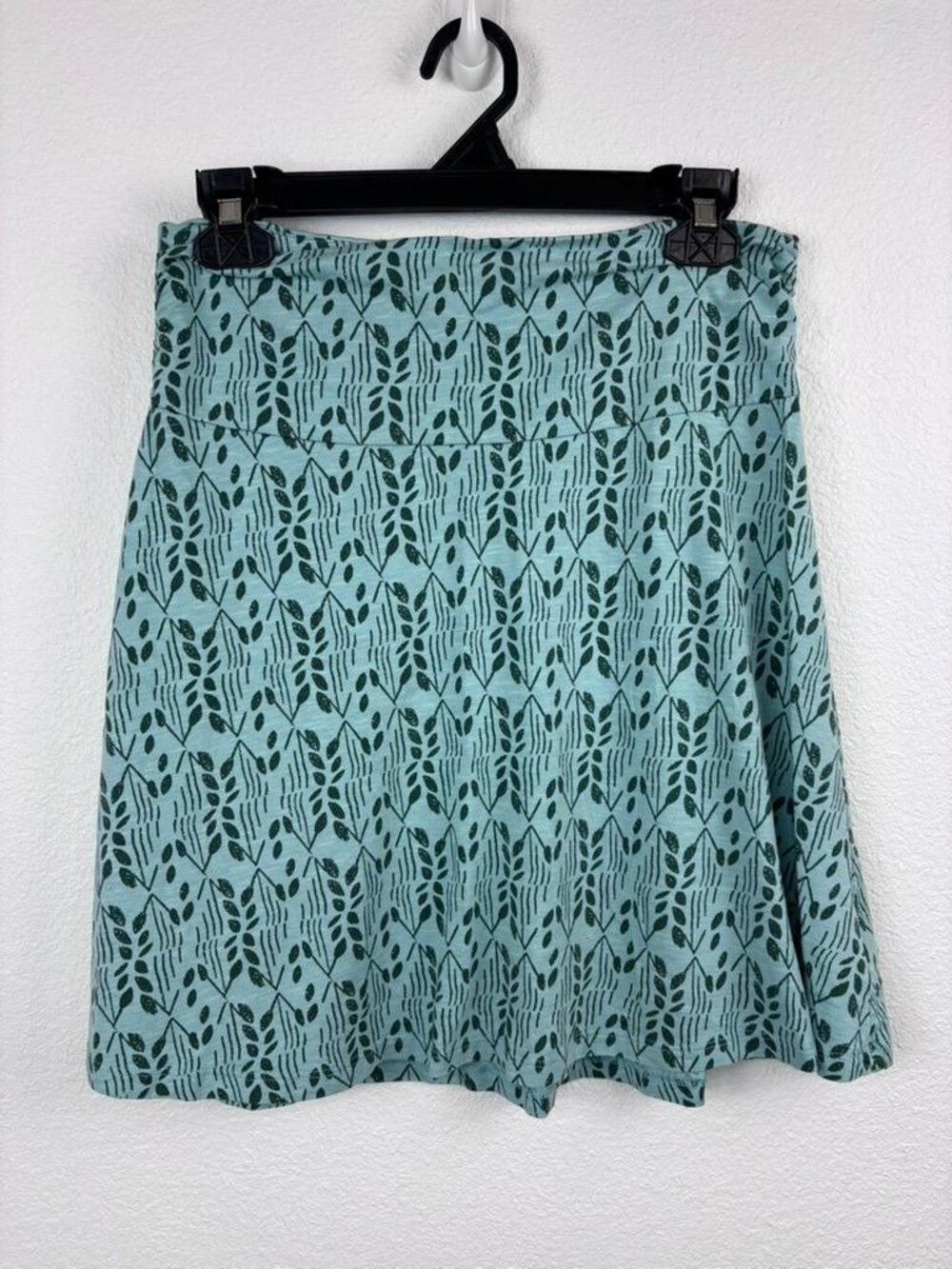 Toad&Co women's small green leaf print Chaka mini skirt stretch casual